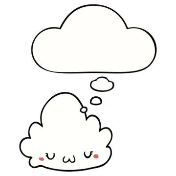 Cute cartoon cloud and thought bubble 스톡 일러스트