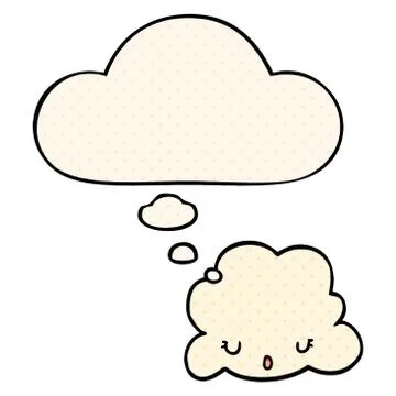 Cute cartoon cloud and thought bubble in comic book style イラスト素材