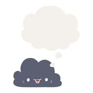 Cute cartoon cloud and thought bubble in retro style Illustrazione stock