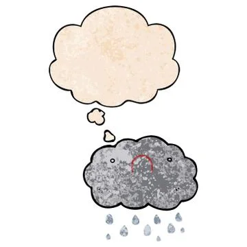 Cute cartoon cloud and thought bubble in grunge texture pattern style Stockillustratie