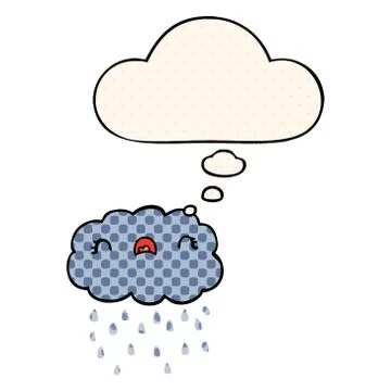 Cute cartoon cloud and thought bubble in comic book style 스톡 일러스트