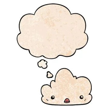 Cute cartoon cloud and thought bubble in grunge texture pattern style Illustrazione stock