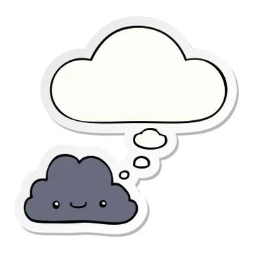 Cute cartoon cloud and thought bubble as a printed sticker イラスト素材