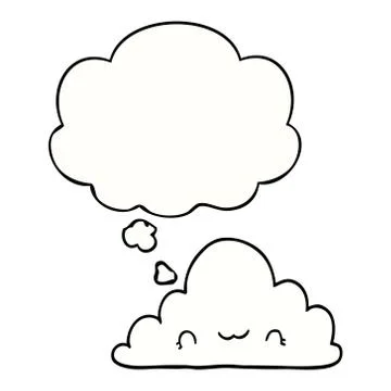 Cute cartoon cloud and thought bubble Stock Illustration