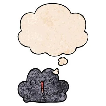 Cute cartoon cloud and thought bubble in grunge texture pattern style 스톡 일러스트