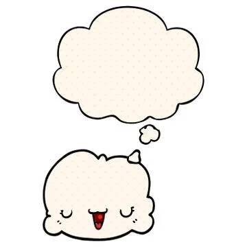 Cute cartoon cloud and thought bubble in comic book style 스톡 일러스트