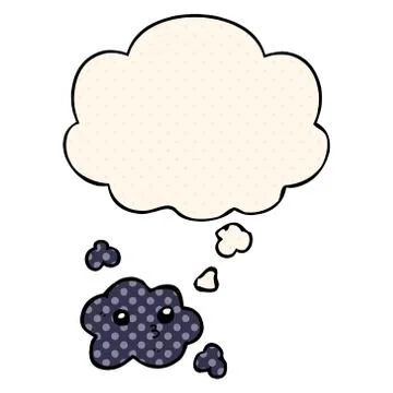 Cute cartoon cloud and thought bubble in comic book style Stock Illustration