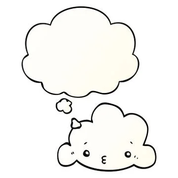 Cute cartoon cloud and thought bubble in smooth gradient style 스톡 일러스트