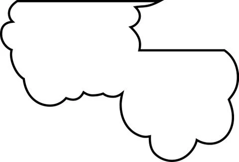 Cute cartoon cloud speech bubble connected sideways outline Stock Illustration