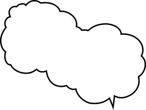 Cute cartoon cloud speech bubble connected sideways outline Stock Illustration