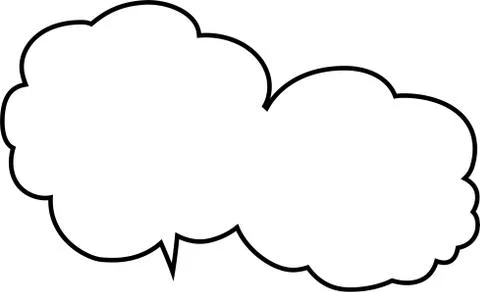 Cute cartoon cloud speech bubble connected sideways outline Stock Illustration
