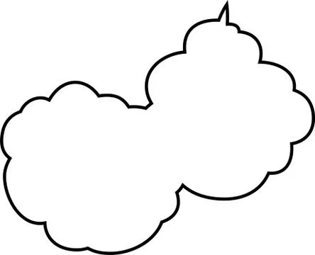 Cute cartoon cloud speech bubble connected sideways outline Stock Illustration