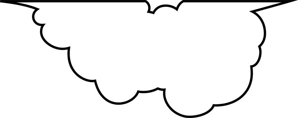 Cute cartoon cloud speech bubble connected sideways outline Stock Illustration