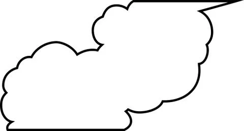 Cute cartoon cloud speech bubble connected sideways outline Stock Illustration