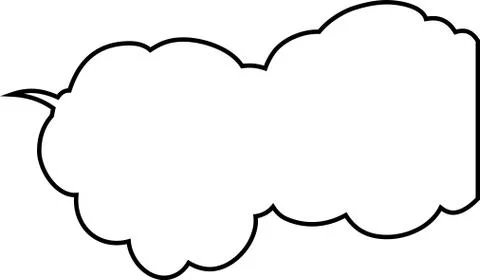 Cute cartoon cloud speech bubble connected sideways outline Stock Illustration