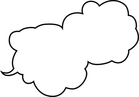 Cute cartoon cloud speech bubble connected sideways outline Stock Illustration
