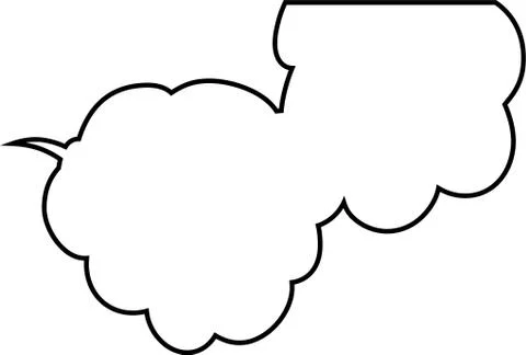 Cute cartoon cloud speech bubble connected sideways outline Stock Illustration