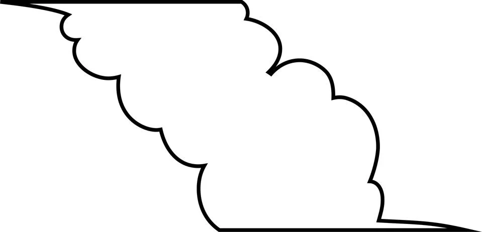 Cute cartoon cloud speech bubble connected sideways outline Stock Illustration