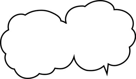 Cute cartoon cloud speech bubble connected sideways outline Stock Illustration