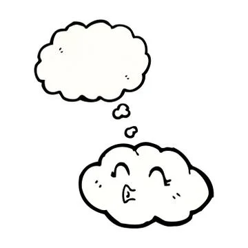 Cute cartoon cloud with thought bubble イラスト素材