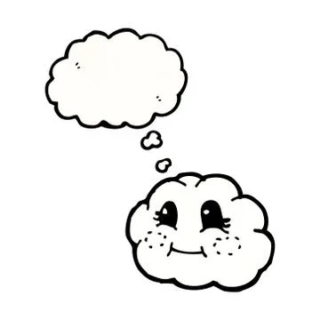 Cute cartoon cloud with thought bubble Stock Illustration