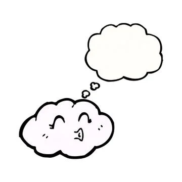Cute cartoon cloud with thought bubble Illustrazione stock
