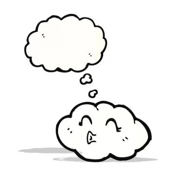 Cute cartoon cloud with thought bubble Stock Illustration