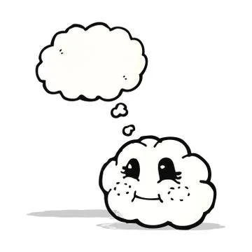 Cute cartoon cloud with thought bubble Stock Illustration