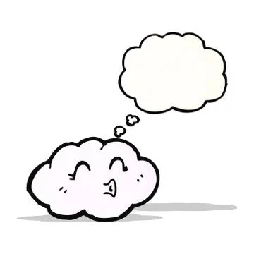 Cute cartoon cloud with thought bubble Stock Illustration