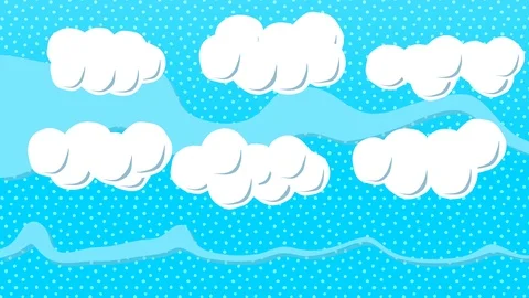 Cute Cartoon Clouds Animation and Blue Sky Stock Footage 103856815