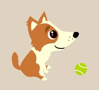 Cute cartoon corgi puppy wants to play with a ball Stock Illustration