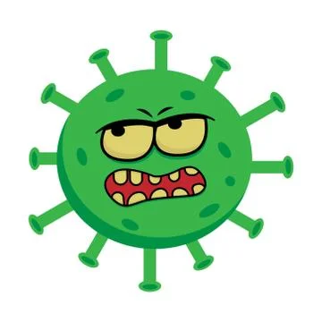 Cute cartoon Coronavirus microbe. Stock Illustration