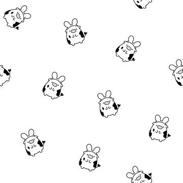 Cute cartoon cow. Seamless pattern. Coloring Page. Stock Illustration