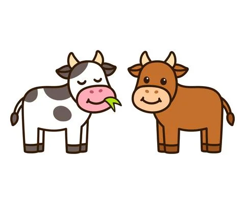 Cute cartoon cows drawing Illustrazione stock