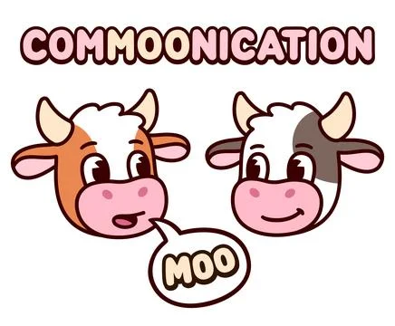 Cute cartoon cows talking Stock Illustration