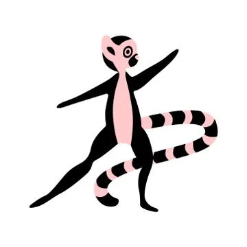 Cute cartoon dancing lemur Stock Illustration