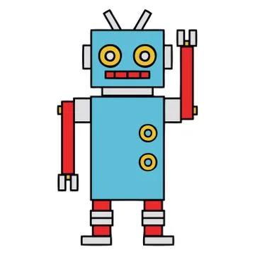 Cute cartoon dancing robot Stock Illustration