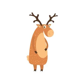 Cute cartoon deer. Vector illustration isolated on white background Stock Illustration