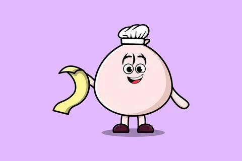 Cute cartoon Dim sum chef with menu in hand Illustrazione stock