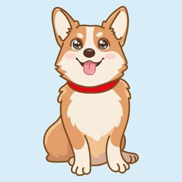 Cute Cartoon Dog Character Vector Stock Illustration