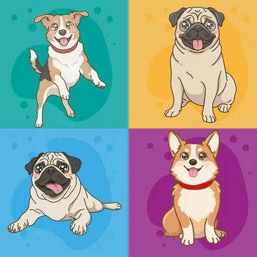 Cute Cartoon Dog Character Vector Stock Illustration