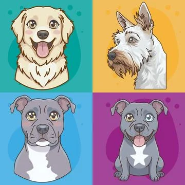 Cute Cartoon Dog Character Vector Stock Illustration