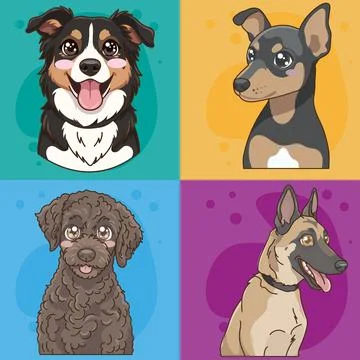 Cute Cartoon Dog Character Vector Stock Illustration