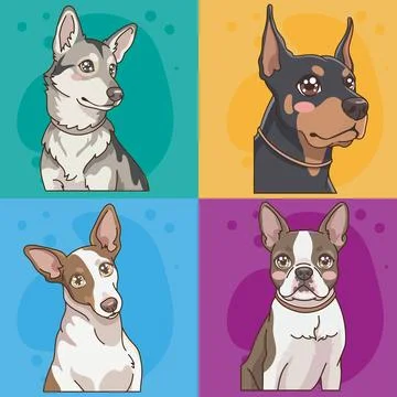 Cute Cartoon Dog Character Vector Stock Illustration