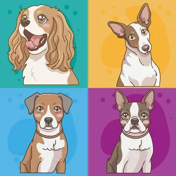 Cute Cartoon Dog Character Vector Stock Illustration