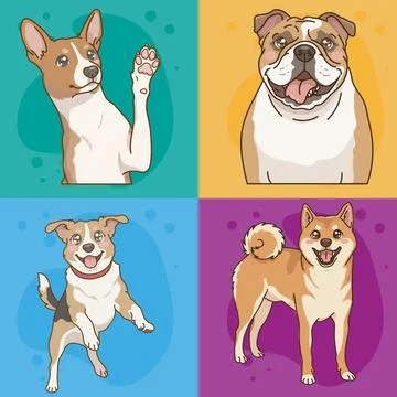 Cute Cartoon Dog Character Vector Stock Illustration