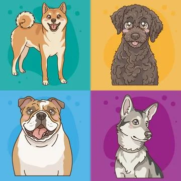 Cute Cartoon Dog Character Vector Stock Illustration