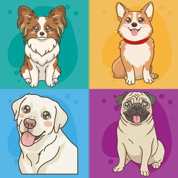 Cute Cartoon Dog Character Vector Stock Illustration