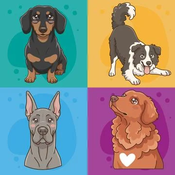 Cute Cartoon Dog Character Vector Stock Illustration