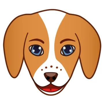Cute Cartoon Dog Head Vector on Isolated White Background Stock Illustration
